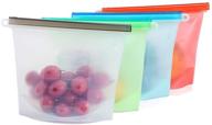 🥡 4 reusable silicone food storage bags, 30 oz/1000ml, eco-friendly, freezer, dishwasher, microwave safe, easy to clean & economical, ideal for outdoor dining logo