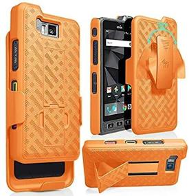 img 1 attached to 📱 High-Quality Nakedcellphone Combo Series Orange Phone Case with Kickstand and Rotating Belt Clip Holster - Compatible with Sonim XP8 XP8800