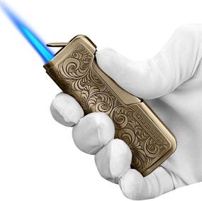 img 1 attached to 🔥 W.SWAN Bronze Carving Single Jet Flame Windproof Butane Refillable Gas Torch Lighter for Cigars