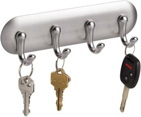 img 2 attached to 🔑 York BPA-Free Plastic AFFIXX Self-Adhesive Key Rack with 4 Hooks - 6&#34; x 1.8&#34; x 1.2&#34;, Brushed/Chrome