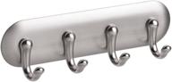 🔑 york bpa-free plastic affixx self-adhesive key rack with 4 hooks - 6&#34; x 1.8&#34; x 1.2&#34;, brushed/chrome логотип