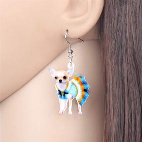 img 3 attached to Bonsny Acrylic Chihuahua Earrings Jewelry