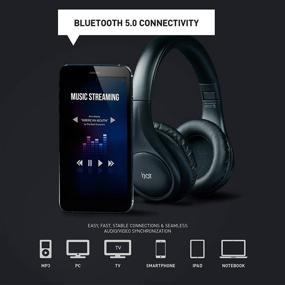 img 1 attached to 🎧 iJoy ISO Bluetooth 5.0 Беспроводные Стереонаушники с Закрытием Над Ухом - 30 Часов Работы От Батареи, Встроенный Микрофон, Матово-Черный