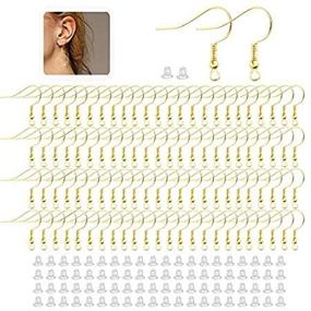 img 1 attached to 🎣 Hypoallergenic Stainless Steel Earring Fish Hooks - 100 PCS Gold Hooks with Rubber Backs for DIY Jewelry Making