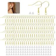 🎣 hypoallergenic stainless steel earring fish hooks - 100 pcs gold hooks with rubber backs for diy jewelry making logo