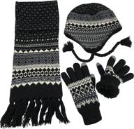 🧣 stay warm in style: n'ice caps big boys racer striped knitted hat/scarf/glove fleece lined set logo