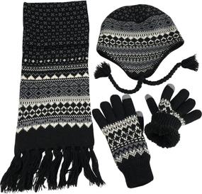 img 1 attached to 🧣 Stay Warm in Style: N'Ice Caps Big Boys Racer Striped Knitted Hat/Scarf/Glove Fleece Lined Set