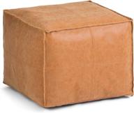 🛋️ simplihome brody square pouf in distressed brown faux leather - ideal for living room, bedroom, and kids room - transitional, boho style logo