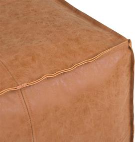 img 2 attached to 🛋️ SIMPLIHOME Brody Square Pouf in Distressed Brown Faux Leather - Ideal for Living Room, Bedroom, and Kids Room - Transitional, Boho Style