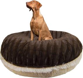 img 4 attached to 🐶 BESSIE AND BARNIE Signature Godiva Brown/Blondie Luxurious Shag Bed for Pets/Dogs - Extra Plush Faux Fur Bagel Style (Available in Various Sizes)