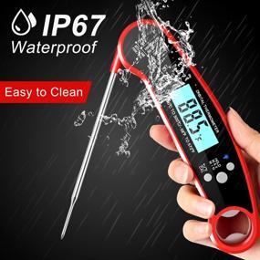 img 3 attached to SKERYBD Digital Meat Thermometer with Instant Read and Waterproof Probe - Perfect for Kitchen Grilling and Cooking (Red)