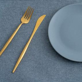 img 3 attached to CSOFT Cotton Linen Blend Textured Water Resistant Placemats, Easy to Clean & Washable 🍽️ for Kitchen Dining Table, Set of 6 (Denim Blue, 18 X 12 Size, 6 pcs)