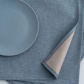 img 2 attached to CSOFT Cotton Linen Blend Textured Water Resistant Placemats, Easy to Clean & Washable 🍽️ for Kitchen Dining Table, Set of 6 (Denim Blue, 18 X 12 Size, 6 pcs)