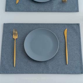 img 1 attached to CSOFT Cotton Linen Blend Textured Water Resistant Placemats, Easy to Clean & Washable 🍽️ for Kitchen Dining Table, Set of 6 (Denim Blue, 18 X 12 Size, 6 pcs)