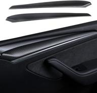 🚘 premium lmzx 2021 tesla model 3 door trim cover wrap - matte carbon fiber pattern interior door protector (2 pieces), tesla model 3 2021 accessories logo