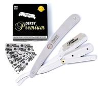 🪒 promax professional straight edge razor - barber razor with 100 derby blades: close shaving men's manual shaver safety stainless steel-160-10027 logo