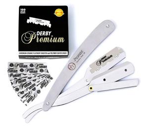 img 4 attached to 🪒 ProMax Professional Straight Edge Razor - Barber Razor with 100 Derby Blades: Close Shaving Men's Manual Shaver Safety Stainless Steel-160-10027