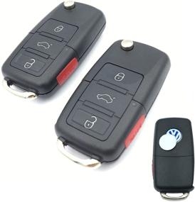 img 4 attached to VW Volkswagen Replacement Flip Key Fob with Uncut Blade - Keyless Entry Remote for Jetta Passat Golf Beetle Rabbit (Black 2)