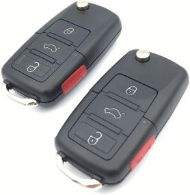 img 2 attached to VW Volkswagen Replacement Flip Key Fob with Uncut Blade - Keyless Entry Remote for Jetta Passat Golf Beetle Rabbit (Black 2)