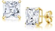 ✨ stunning 14k gold square basket cz stud earrings in 3mm-8mm sizes - choose from white, yellow, or rose gold options! logo