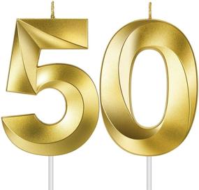 img 4 attached to 💎 Shiny 4 Inch 3D Diamond Shape Number 50 Candles Cake Topper - Perfect for Birthday and Anniversary Celebrations - Bright Gold