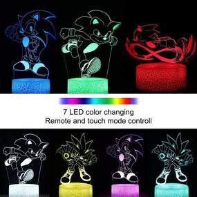 img 2 attached to Colorful 3D Anime Sonic The Hedgehog Night Light: Remote Control Decor Lamp with 4 Patterns, 16 Color Changes – Perfect Birthday and Christmas Gifts for Kids, Boys, Girls, and Sonic Fans