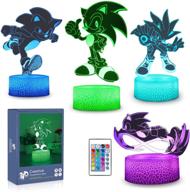 colorful 3d anime sonic the hedgehog night light: remote control decor lamp with 4 patterns, 16 color changes – perfect birthday and christmas gifts for kids, boys, girls, and sonic fans логотип