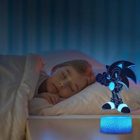 img 1 attached to Colorful 3D Anime Sonic The Hedgehog Night Light: Remote Control Decor Lamp with 4 Patterns, 16 Color Changes – Perfect Birthday and Christmas Gifts for Kids, Boys, Girls, and Sonic Fans