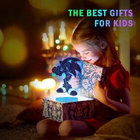 img 3 attached to Colorful 3D Anime Sonic The Hedgehog Night Light: Remote Control Decor Lamp with 4 Patterns, 16 Color Changes – Perfect Birthday and Christmas Gifts for Kids, Boys, Girls, and Sonic Fans