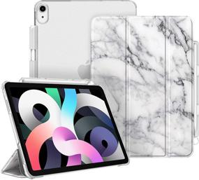 img 4 attached to 📱 Fintie iPad Air 4 10.9 Inch 2020 Case with Pencil Holder - SlimShell Lightweight Stand Case, Translucent Frosted Back Cover, Auto Wake/Sleep, Marble White