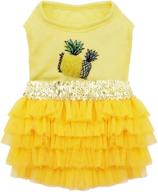 🍍 kyeese pineapple yellow tiered dog beach dress with sequins - cat dress logo