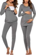 🔥 stay warm and stylish in ekouaer's button down nursing thermal underwear maternity pajamas – microfiber fleece lined winter pjs set long john set логотип