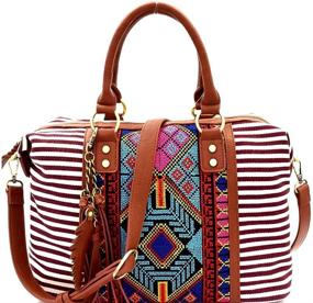 img 4 attached to 👜 Stylish Aztec Stripe Canvas Boston Satchel: Women's Handbags & Wallets in Trendy Satchel Designs