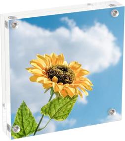 img 4 attached to 🖼️ ONE WALL Acrylic Magnetic Double Sided Picture Frame - 4x4 Photo Frame with Free Standing Desktop Display