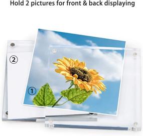 img 1 attached to 🖼️ ONE WALL Acrylic Magnetic Double Sided Picture Frame - 4x4 Photo Frame with Free Standing Desktop Display