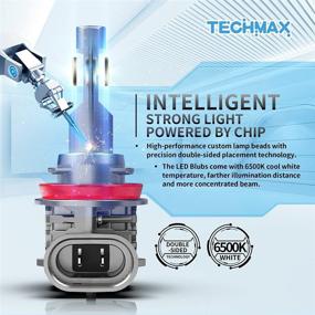 img 3 attached to TECHMAX 9005 H11 LED Bulbs Combo: Powerful 20000LM 6500K Xenon White Kit of 4 Halogen Replacement with Windless Direct Insertion - Upgrade your Lighting Today!