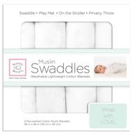🌬️ swaddledesigns organic cotton muslin swaddle blankets, pack of 4, snow white logo