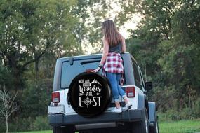 img 4 attached to 🚗 MSGUIDE Spare Tire Cover - Not All Those Who Wander are Lost - Jeep Trailer RV Truck - 14 15 16 17 Inch - Sunscreen Dustproof Corrosion Proof Wheel Cover (17" for Diameter 31"-33") - Improved SEO