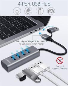 img 3 attached to 🔌 TWOPAN USB и USB C хаб T1-AC: 4-портовый хаб высокой скорости для MacBook, планшета и смартфона - цвет "серый космос" (серый переменного тока)