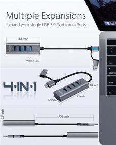 img 1 attached to 🔌 TWOPAN USB и USB C хаб T1-AC: 4-портовый хаб высокой скорости для MacBook, планшета и смартфона - цвет "серый космос" (серый переменного тока)