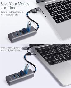 img 2 attached to 🔌 TWOPAN USB и USB C хаб T1-AC: 4-портовый хаб высокой скорости для MacBook, планшета и смартфона - цвет "серый космос" (серый переменного тока)