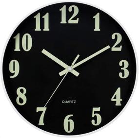 img 3 attached to 🕛 JoFomp 12 Inch Wall Clock with Luminous Numbers and Silent Quartz Movement - Modern Night Light, Battery Operated Decor for Office, Kitchen, and Living Room