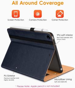 img 2 attached to 📱 DTTO iPad Mini 5th Generation 2019 Case - Noble Series Leather Folio Cover with Apple Pencil Holder - Blue