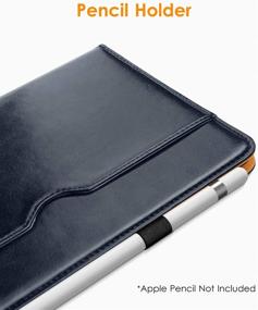 img 3 attached to 📱 DTTO iPad Mini 5th Generation 2019 Case - Noble Series Leather Folio Cover with Apple Pencil Holder - Blue