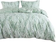 🌴 wake in cloud - tropical palm banana tree comforter set, 100% cotton fabric with soft microfiber fill, green and white bedding collection (3pcs, queen size) logo