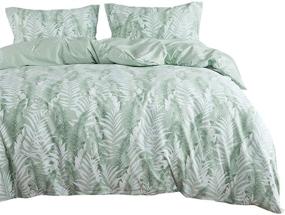 img 3 attached to 🌴 Wake In Cloud - Tropical Palm Banana Tree Comforter Set, 100% Cotton Fabric with Soft Microfiber Fill, Green and White Bedding Collection (3pcs, Queen Size)