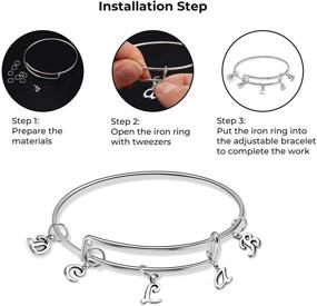 img 1 attached to 📿 FOGAWA 360 Pcs Bangles Bracelet Making Kit - Includes 30 Adjustable Wire Blank Bracelets, 5 Sets of 130 Alphabet ABC Letter Charms, and 200 Open Rings for DIY Craft Jewelry Making in Silver