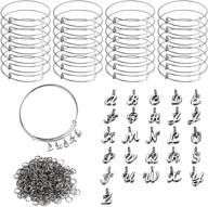 📿 fogawa 360 pcs bangles bracelet making kit - includes 30 adjustable wire blank bracelets, 5 sets of 130 alphabet abc letter charms, and 200 open rings for diy craft jewelry making in silver logo