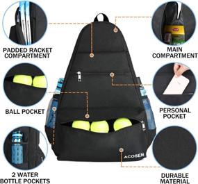 img 1 attached to 🎾 ACOSEN Tennis Bag Tennis Backpack - Spacious Tennis Bags for Women and Men to Safely Carry Tennis Rackets, Pickleball Paddles, Badminton Racquet, Squash Racquet, Balls, and More Accessories