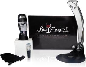 img 4 attached to 🍷 LUX Essentials Premium Wine Aerator Gift Set - Wine Aerator, Tower Stand, and Vacuum Wine Pump Stopper Set